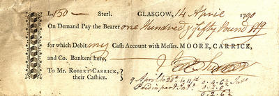 Moore, Carrick & Co cheque